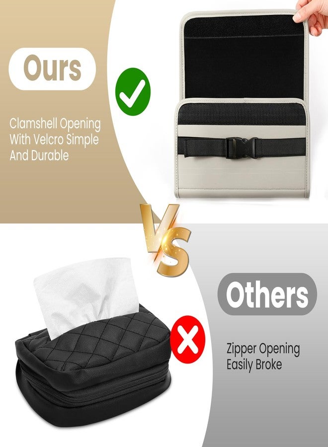 WHHMK Car Tissue Holder, Tissue Box Cover Keep Car Tidy,Premium PU Leather Backseat Napkin Rectangle Organizer, Extra Large Tissue Box Storage in Car Fits for 100-150 Regular Size Tissues,Grey(1 Pack) - Image 3