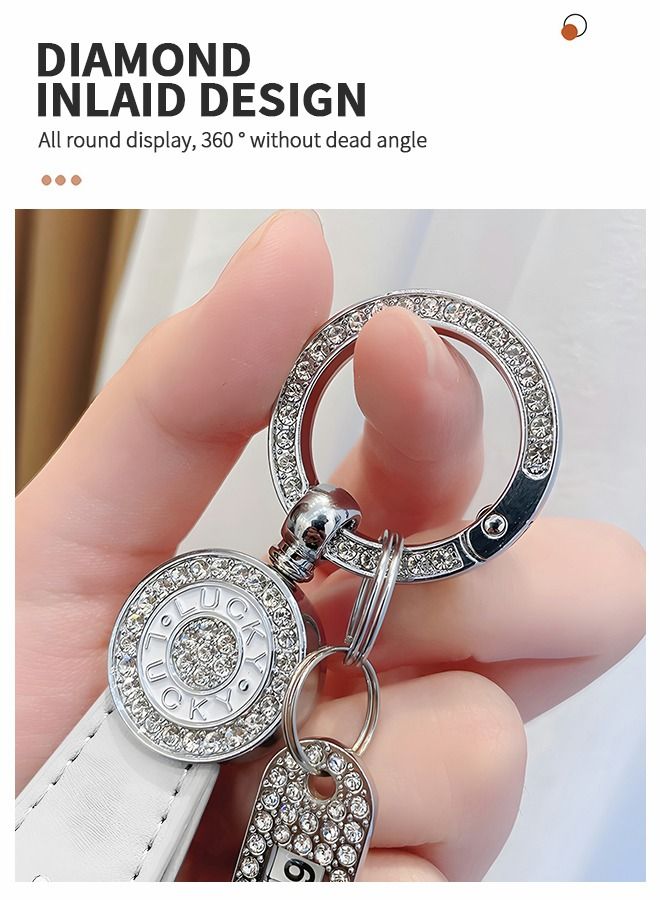 GROIC Crystal Car Key Fob Cover Chains for Volkswagen Models, Bling Car Smart Key Fob Keyless Entry Remote for Ladies Women With Contact Information and Hand Rope - Image 3