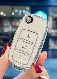 GROIC Crystal Car Key Fob Cover Chains for Volkswagen Models, Bling Car Smart Key Fob Keyless Entry Remote for Ladies Women With Contact Information and Hand Rope  - Image 4
