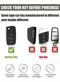 GROIC Crystal Car Key Fob Cover Chains for Volkswagen Models, Bling Car Smart Key Fob Keyless Entry Remote for Ladies Women With Contact Information and Hand Rope  - Image 2