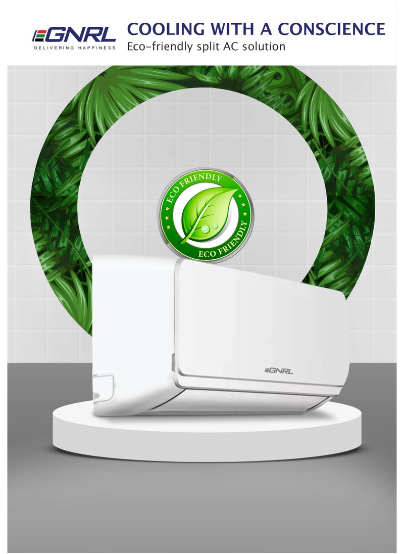 EGNRL - 18000 BTU T3 Rotary Split AC R410a, EG18TN, 2025 New Series Model, Turbo Efficient Compressor, Auto Restart And Smart Function, Remote Included 1.5 Ton White - Image 1