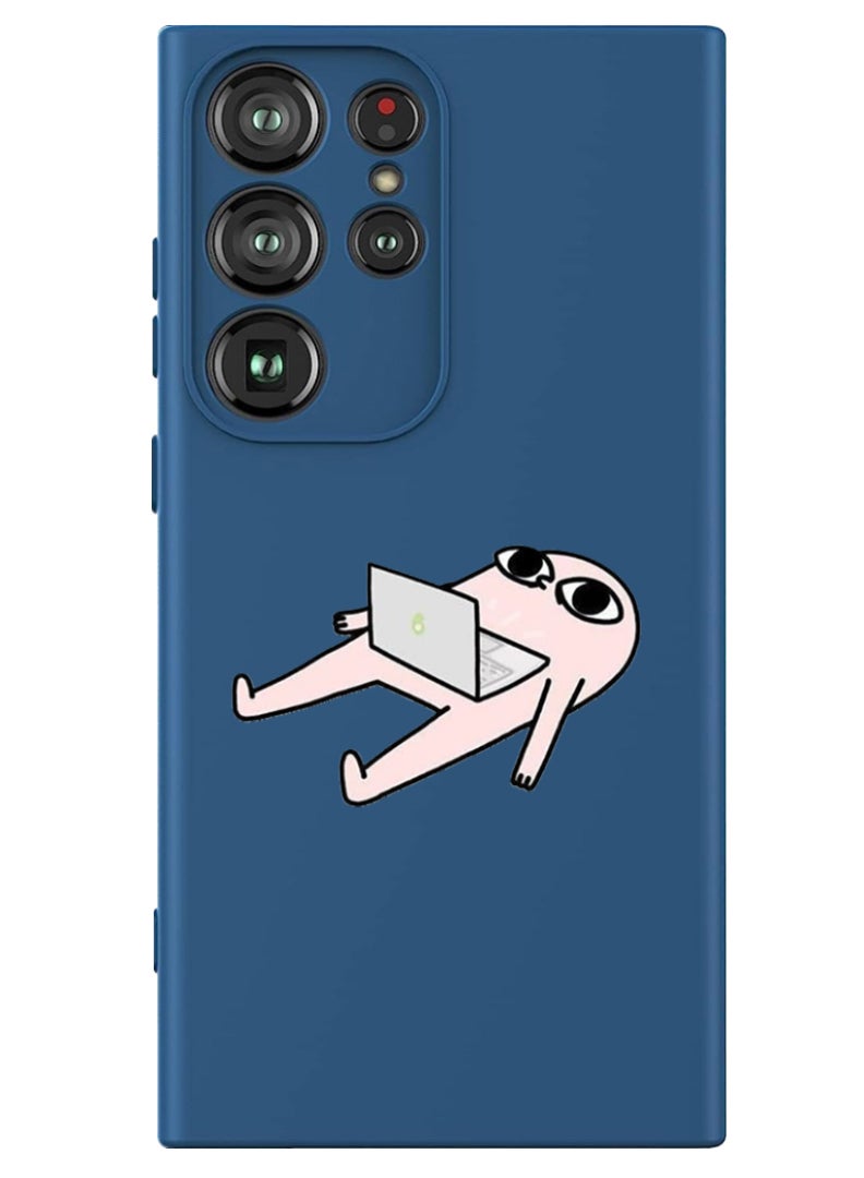 Theodor Protective Slim Fit Case Liquid Silicone Cover with Full Body Protection Anti-Scratch Shockproof Case For Samsung Galaxy S24 Ultra (Blue) - Sleep with Laptop - Image 1