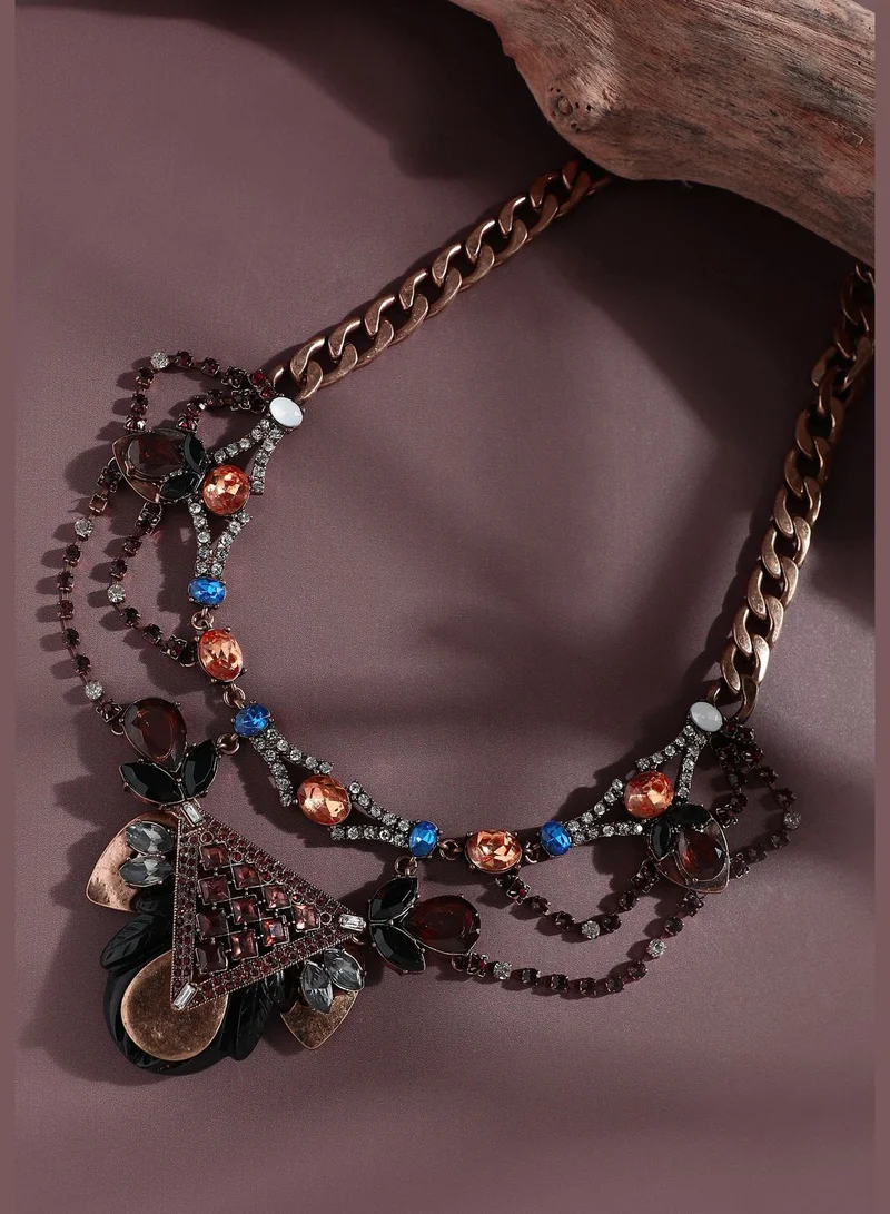 SOHI Gold Plated Designer Stone Party Necklace For Women