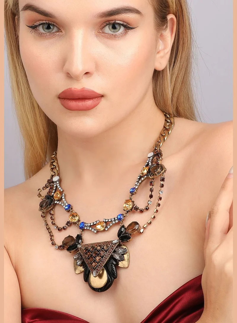 SOHI Gold Plated Designer Stone Party Necklace For Women