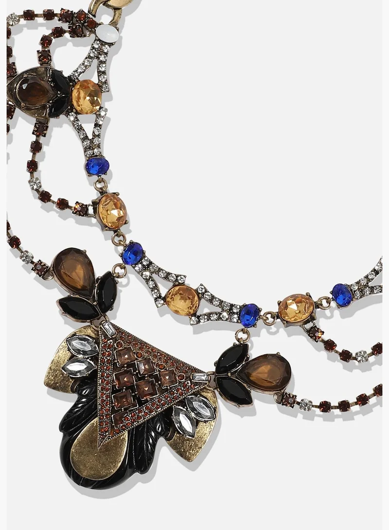 SOHI Gold Plated Designer Stone Party Necklace For Women