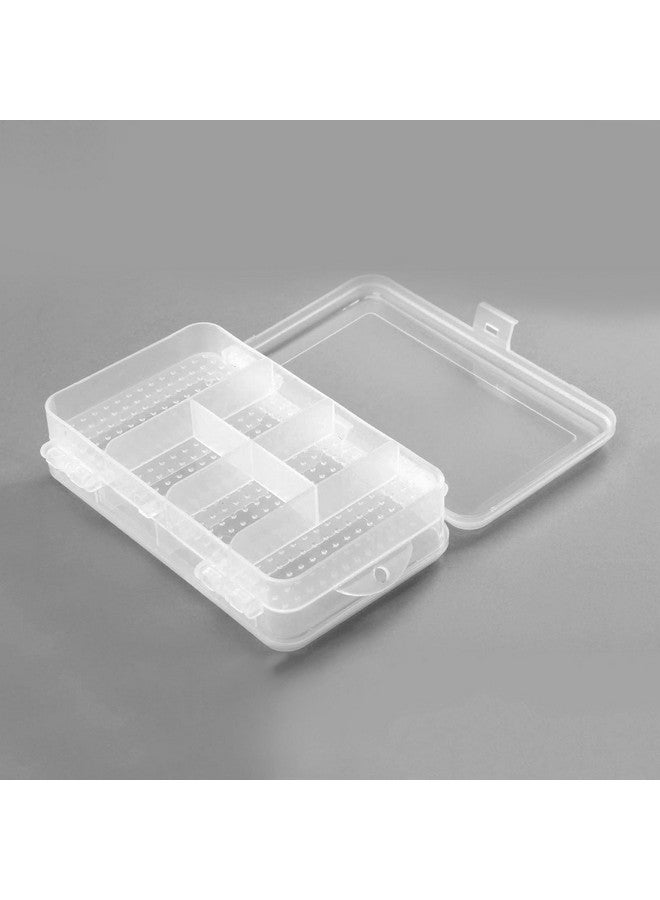 MUXSAM Double Sided Storage Organizer Container With Dividers, 1-Pack Jewelry Box Case 5.6X3.3In For Craft Beads Makeup Rings Earrings Necklace Fishing Tackles Screws (Plastic Front 4 + Back 6 Grids) - Image 3