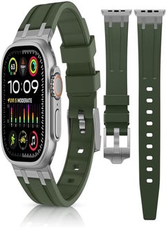Lenrao Compatible with Apple Watch Ultra 2 Bands 49mm 45mm 44mm 42mm for Men, Outdoor Sports Bands for iWatch Ultra 2/Ultra Series 9 8 7 6 5 4 SE, Liquid Silicon Strap with 316 Stainless Steel Adapter