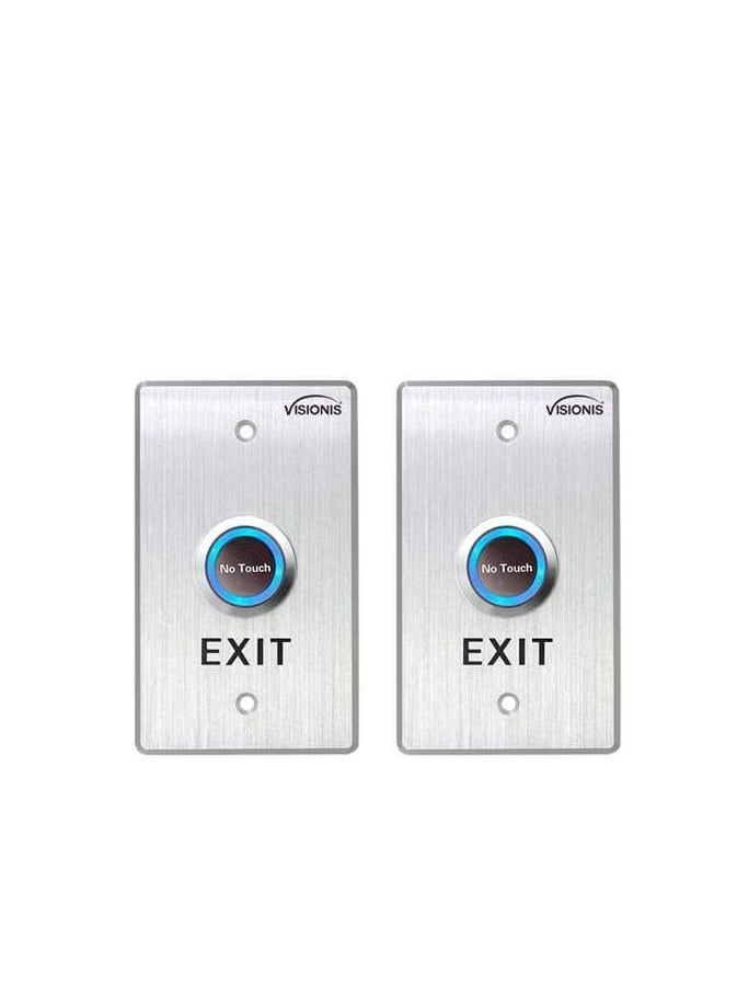 VIGENCE 2-Pack FPC-7546 VIS-7013 Stainless Steel Indoor Use Touchless Exit Push Button with Time Delay, Standard Size with LED NC COM and No Outputs - Image 1