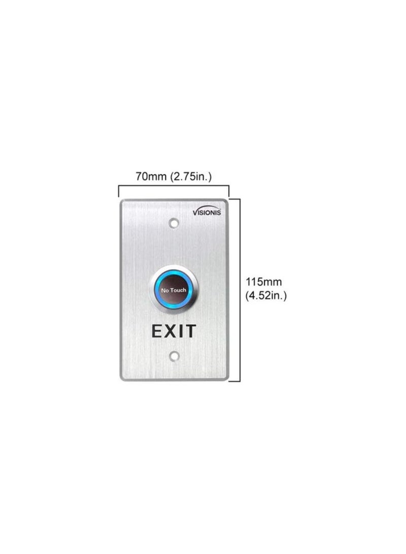 VIGENCE 2-Pack FPC-7546 VIS-7013 Stainless Steel Indoor Use Touchless Exit Push Button with Time Delay, Standard Size with LED NC COM and No Outputs - Image 5