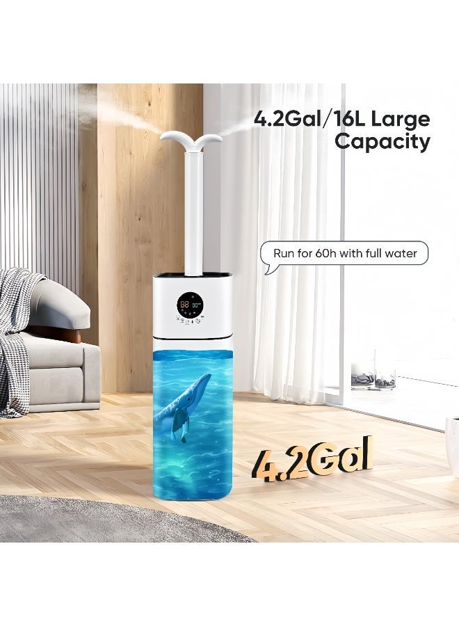ET-LIFE 16L Large Capacity Humidifier, Dual-Core Mist 650ml/h, UVC Sterilization, App & Remote Control, 60H Runtime, Adjustable Humidity 40–90%, Aroma Box, Top-Fill for Home & Commercial Use - Image 4
