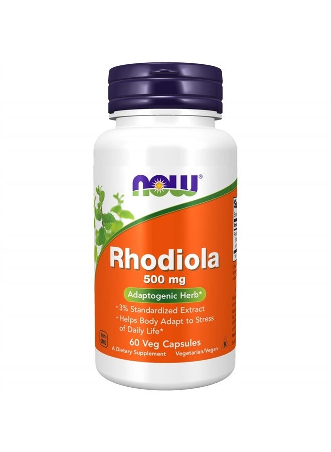 now Supplements, Rhodiola 500 mg, Helps Body Adapt to Stress of Daily Life*, Adaptogenic Herb*, 60 Veg Capsules - Image 1