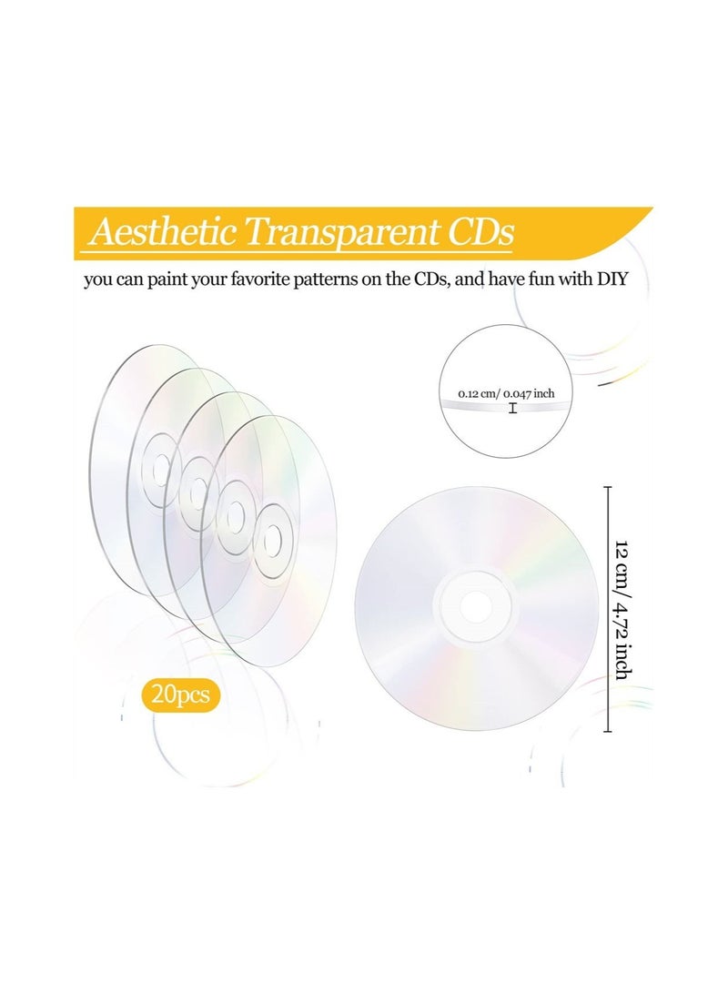 كابتن تيك قرص مضغوط شفاف ، 20 قطعة أقراص مضغوطة شفافة للرسم ، أقراص مضغوطة فارغة للزينة DIY بها بنفسك جدار جمالي لتزيين غرفة CD أقراص مضغوطة جدارية شفافة لتزيين الحائط مستلزمات الحفلات - Image 3