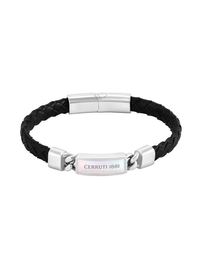 شيروتي 1881 Isidoro Black Braided Leather Bracelet for Men