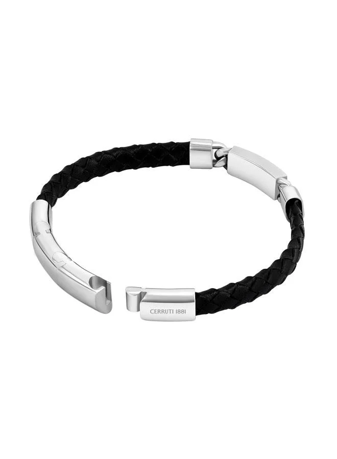 شيروتي 1881 Isidoro Black Braided Leather Bracelet for Men