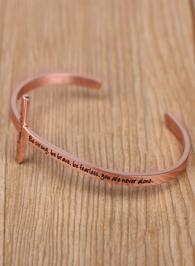 MEMGIFT Be Strong Be Brave Be Fearless You Are Never Alone Joshua 1:9 Christian Bracelets for Women Stainless Steel Bible Verse Bracelet Birthday Baptism Christmas Jewelry Gift - Image 4