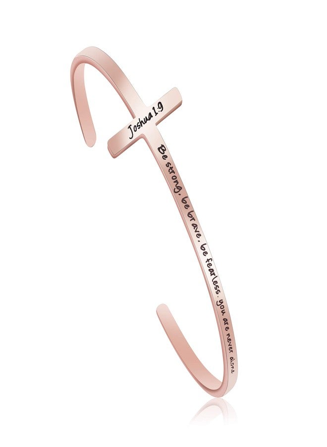 MEMGIFT Be Strong Be Brave Be Fearless You Are Never Alone Joshua 1:9 Christian Bracelets for Women Stainless Steel Bible Verse Bracelet Birthday Baptism Christmas Jewelry Gift - Image 1