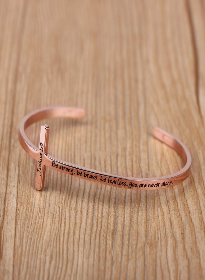 MEMGIFT Be Strong Be Brave Be Fearless You Are Never Alone Joshua 1:9 Christian Bracelets for Women Stainless Steel Bible Verse Bracelet Birthday Baptism Christmas Jewelry Gift - Image 3