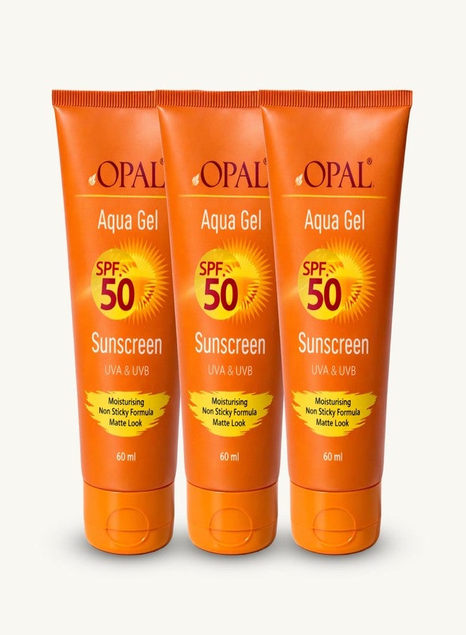 اوبال واقي الشمس أوبال أكوا جل بعامل حماية SPF50، عبوة من 3 قطع (60 مل لكل قطعة) حماية واسعة النطاق من الأشعة فوق البنفسجية UVA وUVB | لوشن واقي من الشمس خفيف الوزن، غير لزج، ولا يترك طبقة بيضاء، مناسب للبشرة الدهنية والجافة - Image 1