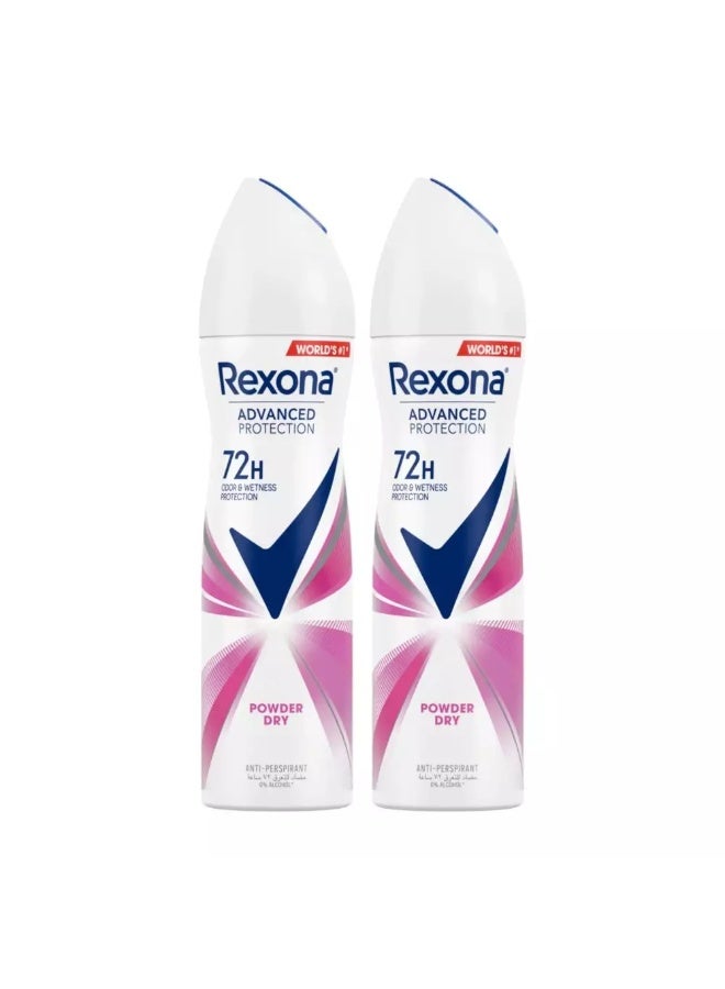 Rexona Advanced Protection Powder Dry Deodorant 72H Odor And Wetness Protection- 2X150ml