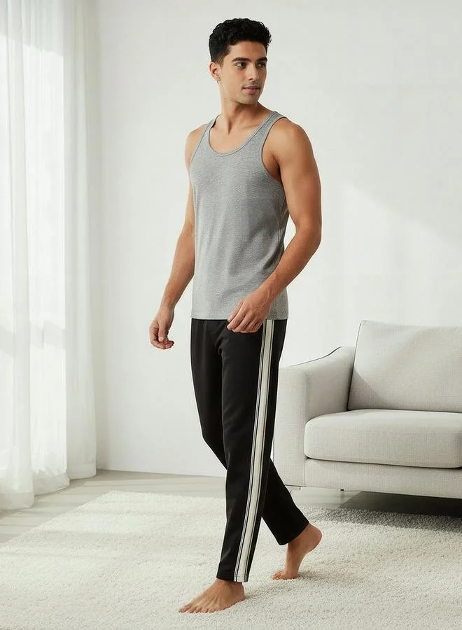 FAV Men Straight-Leg Knit Pants with Tape Detail