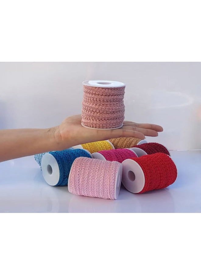 MONIDOOR 1/2 Inch Gimp Braid Trim 15 Yards for Upholstery Costume DIY Crafts(Rose Red 1003) - Image 4