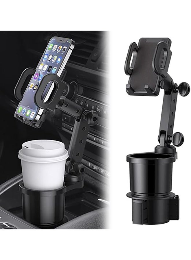 Car Cup Holder Phone Mount, Universal Auto Cell Phone Stand with Drink Expand Cup Holder,2 in 1 Multifunctional Car Cup Holder Expander with 360° Rotation Phone Mount - Image 1