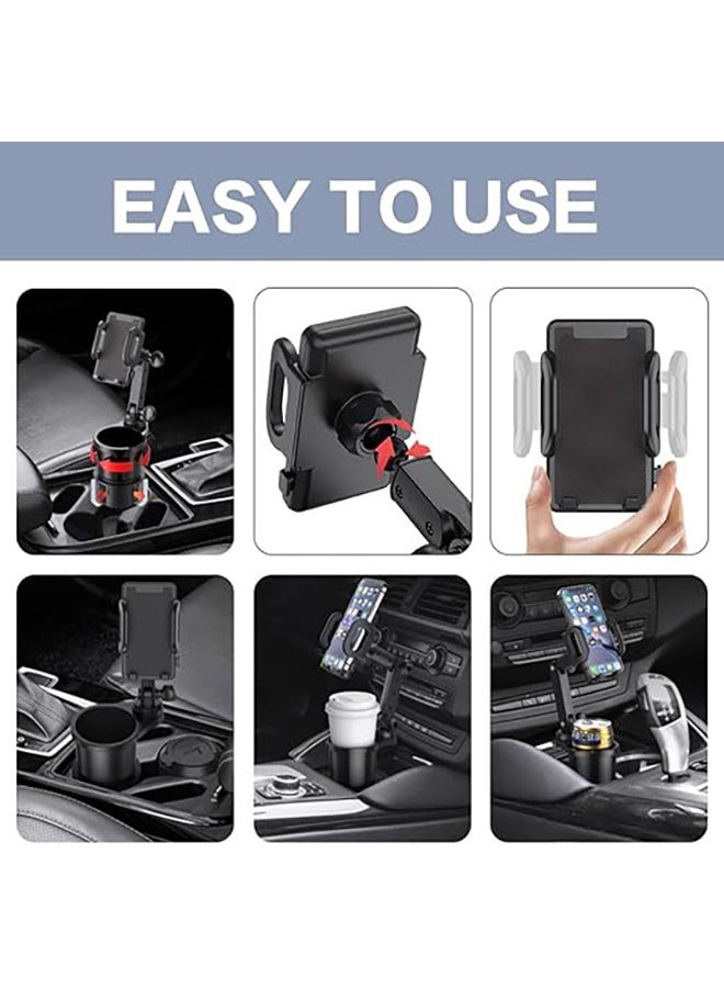 Car Cup Holder Phone Mount, Universal Auto Cell Phone Stand with Drink Expand Cup Holder,2 in 1 Multifunctional Car Cup Holder Expander with 360° Rotation Phone Mount - Image 5