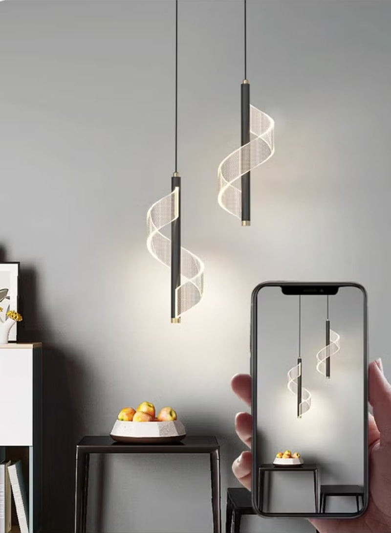 EzzySo Nordic LED Pendant Lights Chandeliers with Three-color light change Indoor Ceiling Lamp Hanging Lighting for Home Bedside Living Room Decoration Dining Tables Aisle Black Modern Light - Image 3