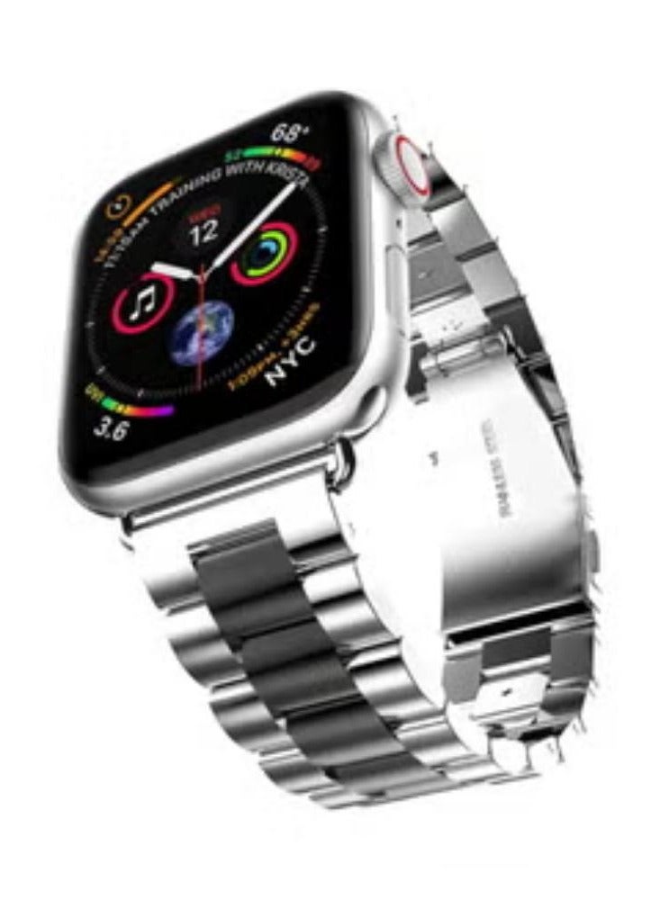 حزام بديل قابل للتعديل لساعة أبل سيريز 4 مقاس 44 ملم فضي/أسود - Image 2