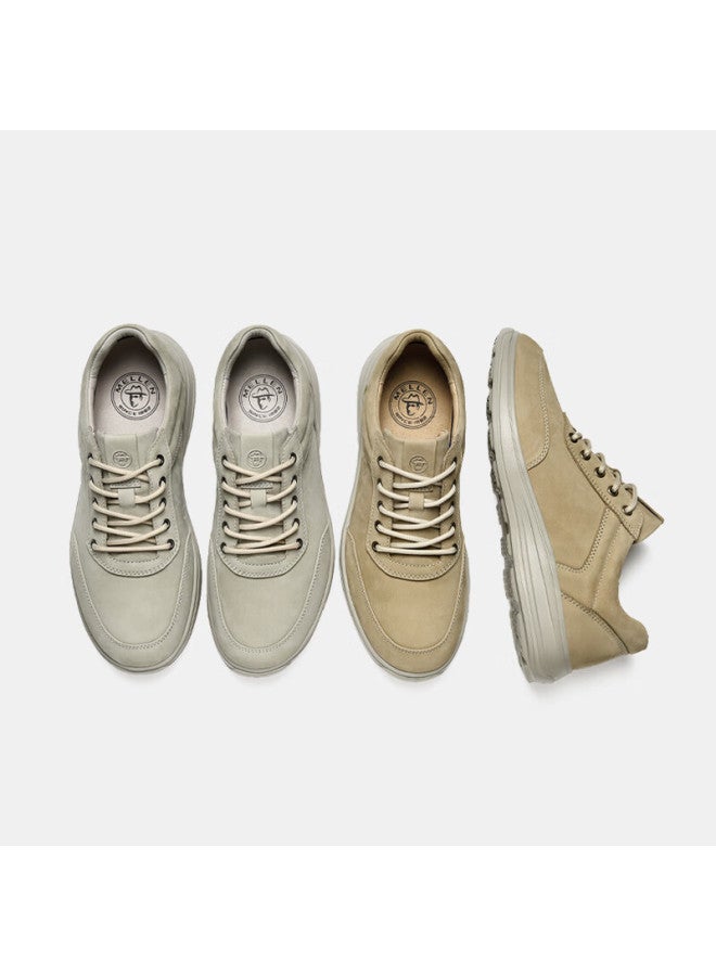 Mellen Cushioning Lightweight Durable Casual Sneakers British Style Versatile Genuine Leather Shoes Ms767573 Tan Size 43 - Image 4