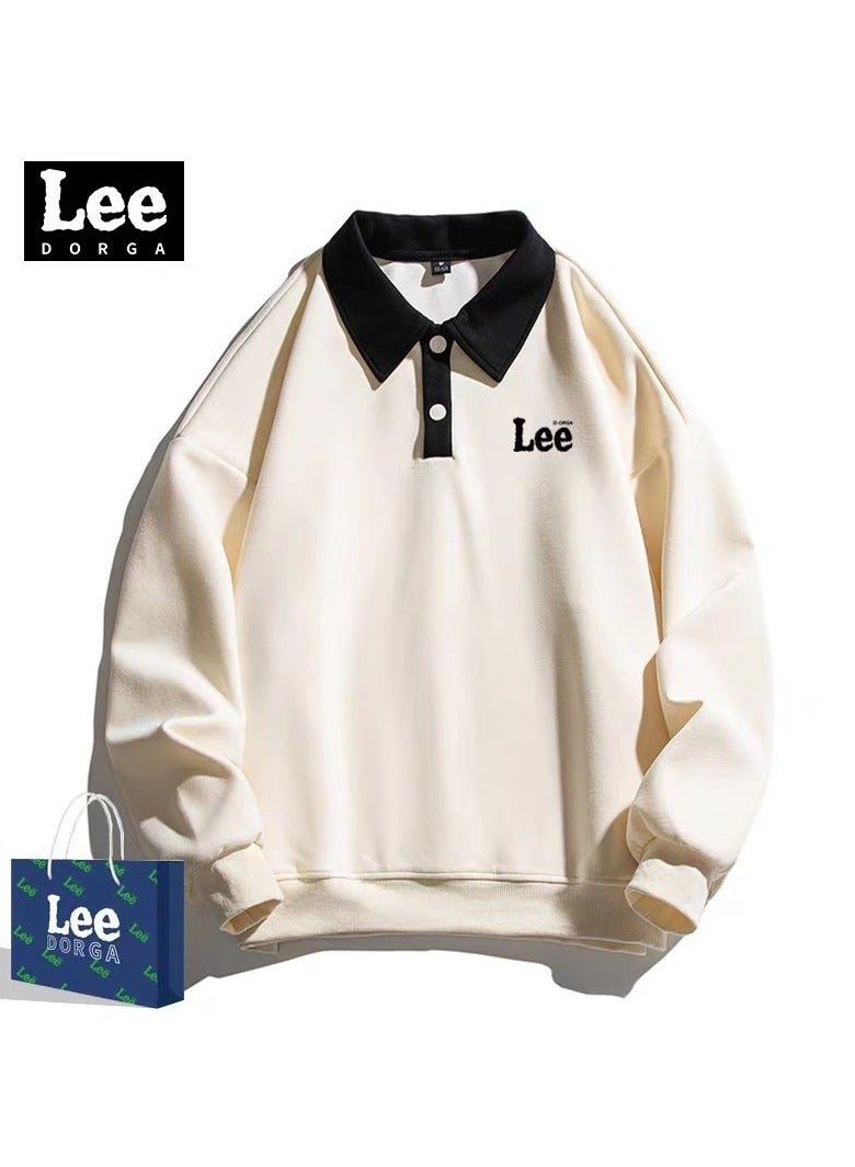LEE New Loose Casual Long Sleeved Polo Shirt With Contrasting Colors  - Image 1