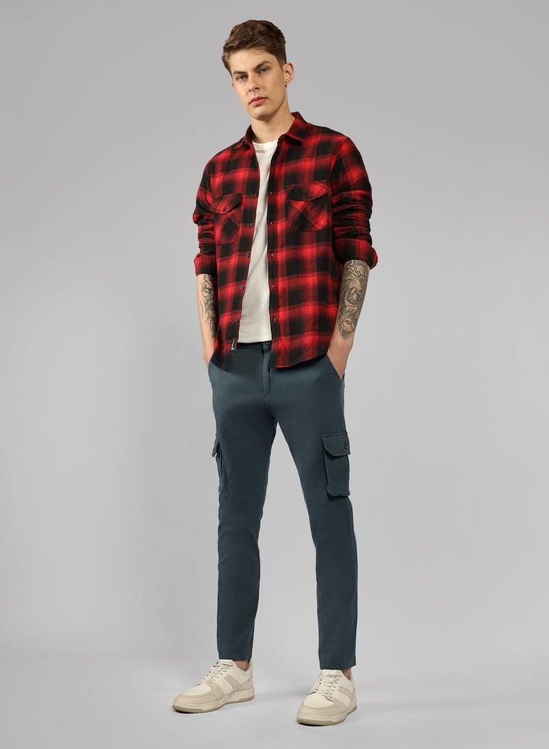 Dennis Lingo Men's Steel Grey Tapered Fit Cargo Pants  - Image 1