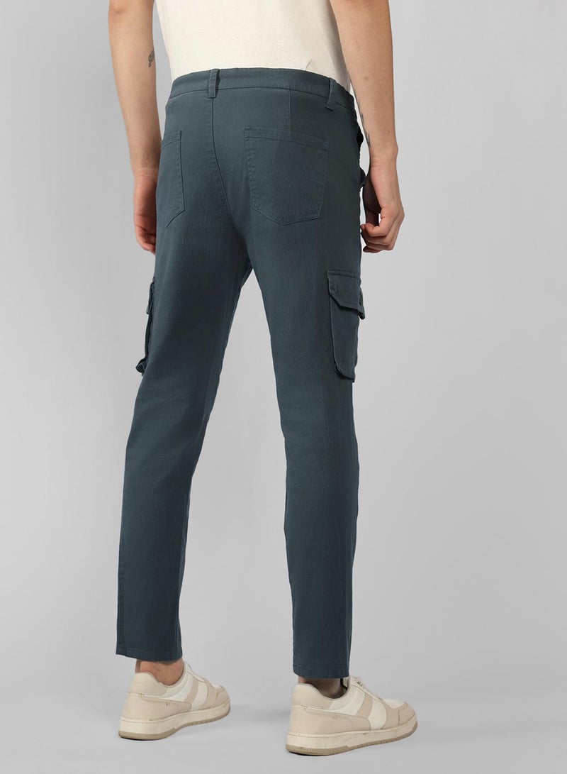 Dennis Lingo Men's Steel Grey Tapered Fit Cargo Pants  - Image 3