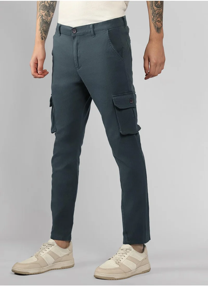 دينيس لينغو Men's Steel Grey Tapered Fit Cargo Pants