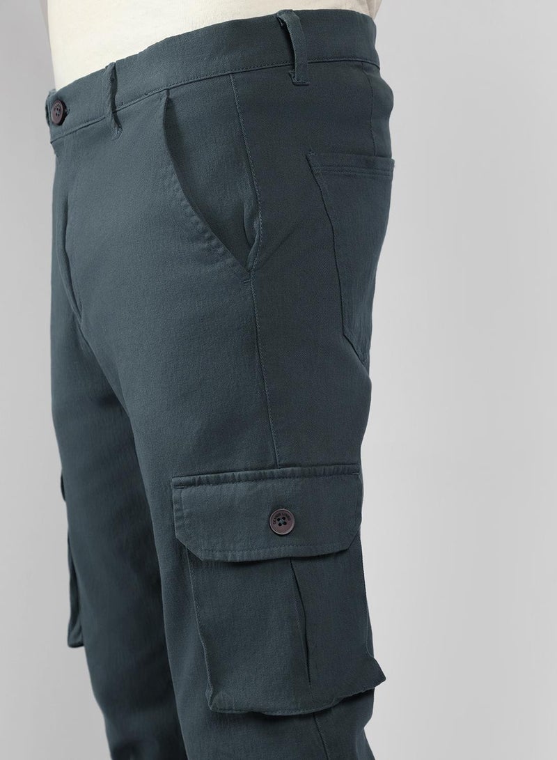 Dennis Lingo Men's Steel Grey Tapered Fit Cargo Pants  - Image 5