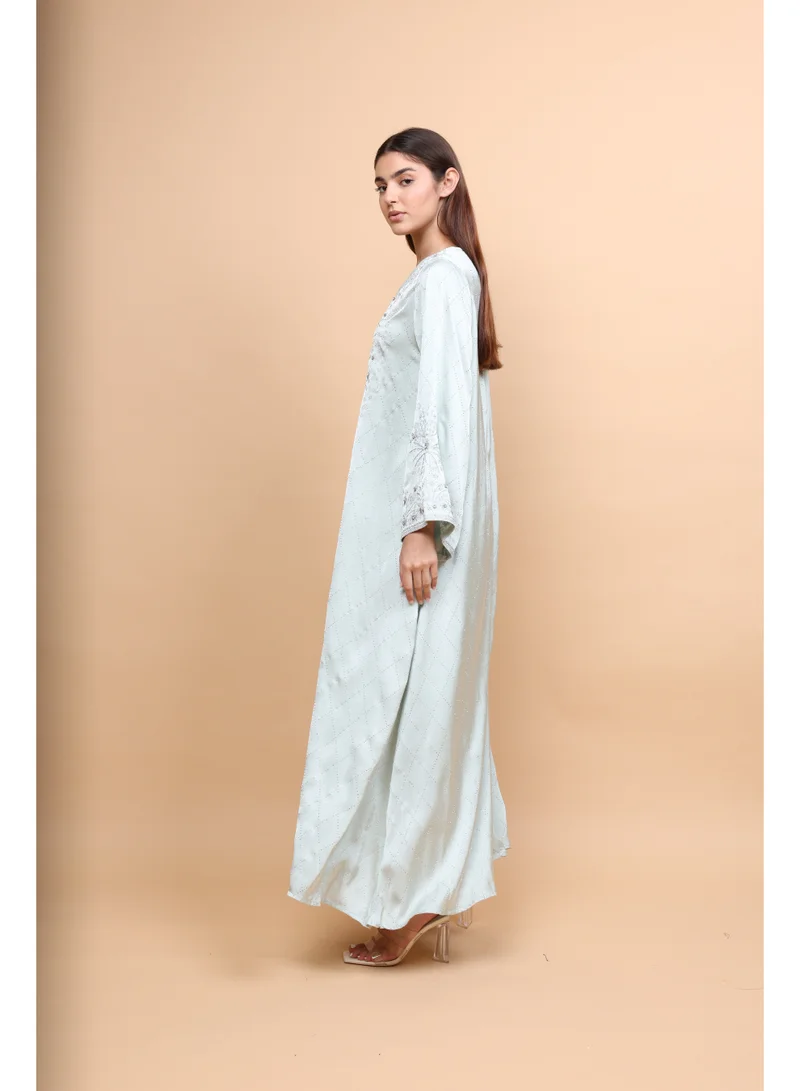 IKKXA  Elegant Embroidery Crystals Beaded Jalabiya  | Best Price UAE