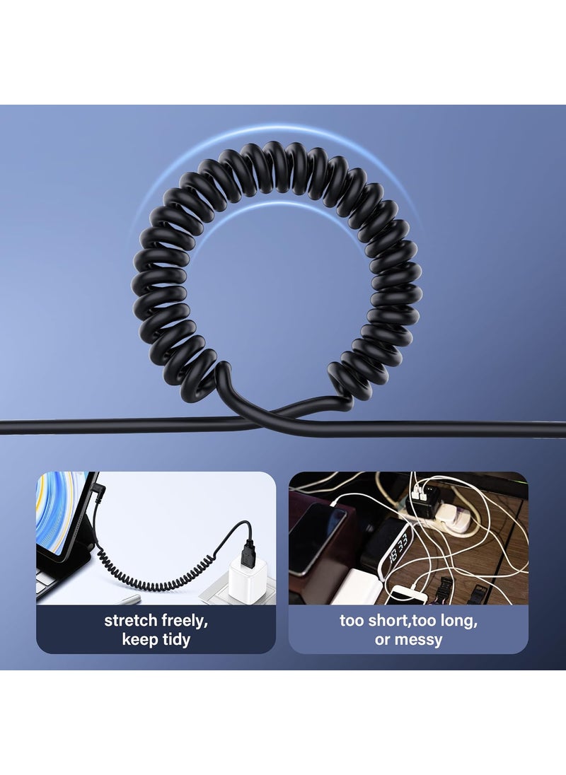 SinLoon SinLoon USB Type C Coiled Cable 5Gbps Retractable 90 Degree USB30 to USB C Charging Cable and Data Transfer for Phone Tablet Other USB C Devices M to R  - Image 3