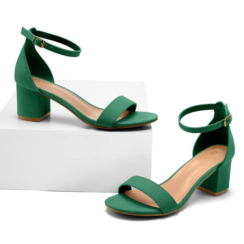 mysoft Women's Chunky Low Heels Open Toe Block Heeled Dress Ankle Strap Pump Wedding Sandals - Image 3