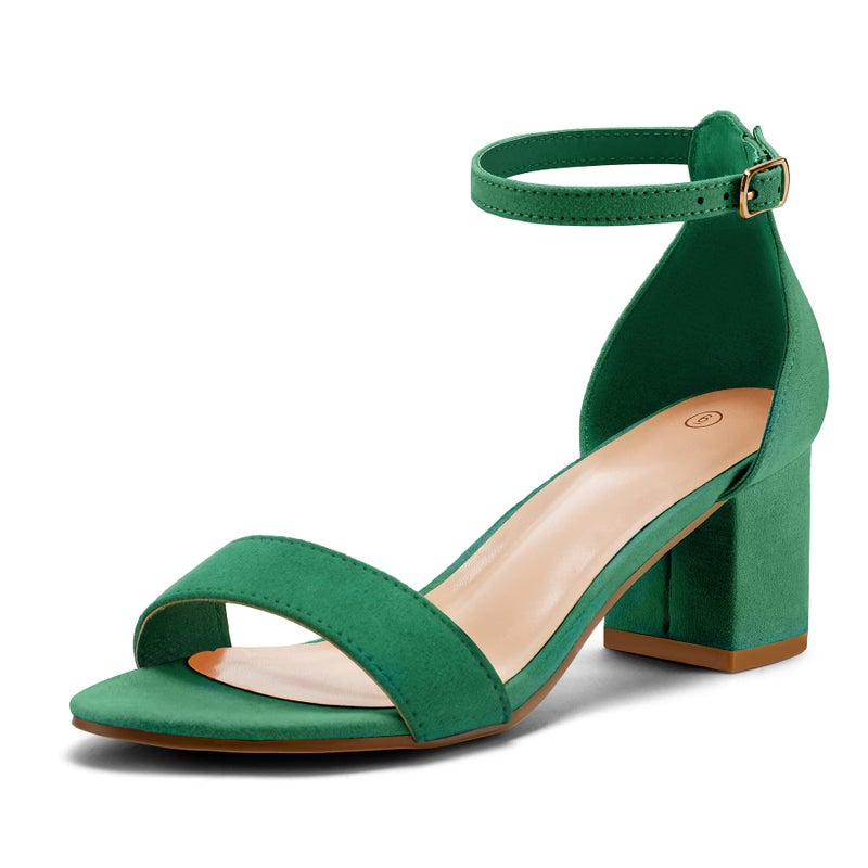 mysoft Women's Chunky Low Heels Open Toe Block Heeled Dress Ankle Strap Pump Wedding Sandals - Image 1