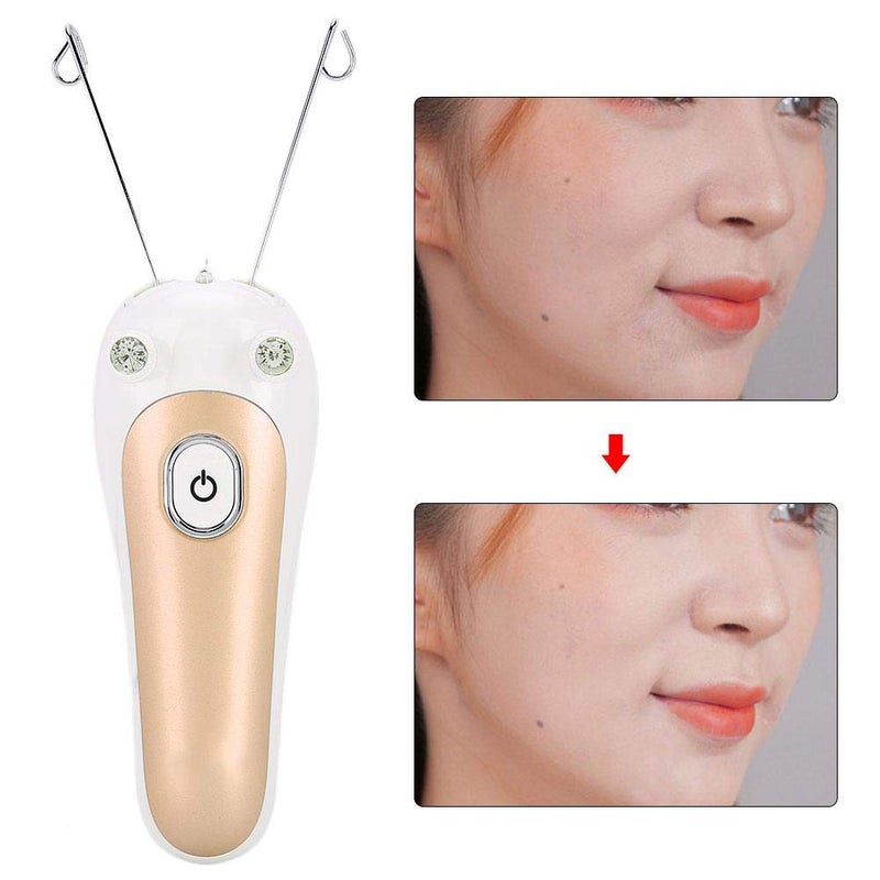 كلاراكو نظام إزالة الشعر، جهاز إزالة الشعر بخيط قطني، جهاز إزالة الشعر بالخيط USB، جهاز إزالة الشعر بالخيط، جهاز إزالة الشعر بالخيط، جهاز إزالة الشعر بالخيط للاستخدام على الوجه والذراعين والساقين (ذهبي) - Image 4