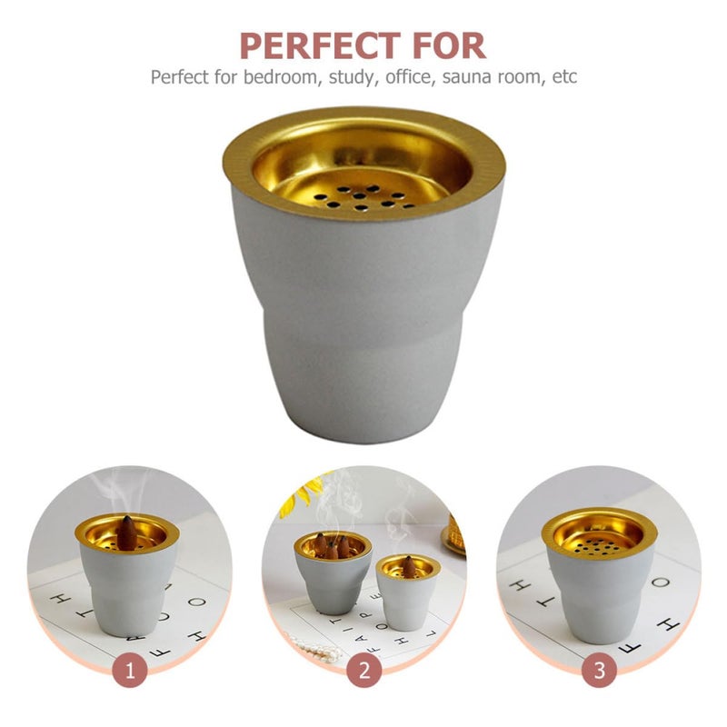 Gray Portable Ceramic Handheld Incense Burner Aromatherapy Censer Middle Eastern Style Home Decor - Image 4