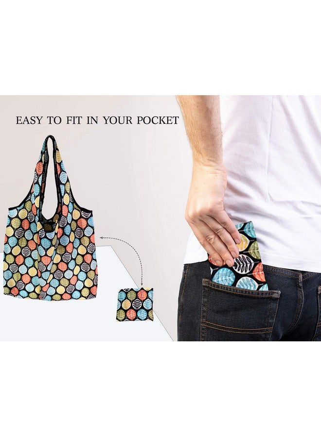 Elios Designer Pattern Reusable and Foldable Shopping Bag/Tote Hand Bag/Travel Bag/Grocery Bag | Heavy Duty, Eco Friendly | Compact, Lightweight and Convenient (Pack of 3 (A)) - Image 2