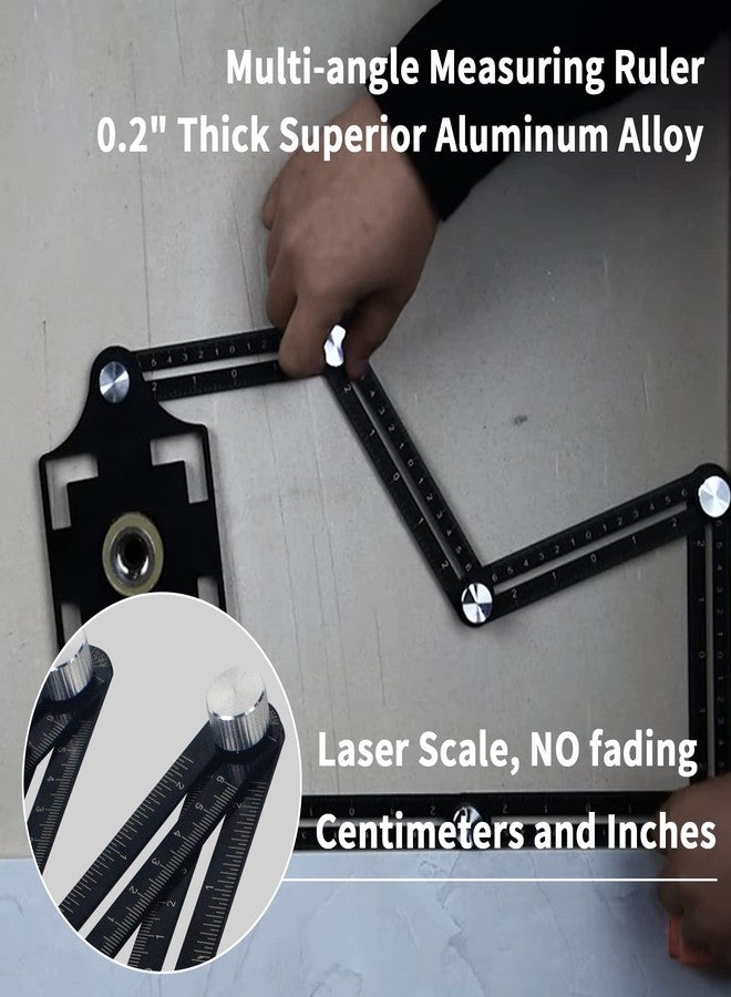WiseWater 12 Sided Multi Angle Measuring Ruler, Universal Aluminum Alloy Measuring Template Tool Ceramic Tile Measurement with Hole Drilling Locator - Image 4