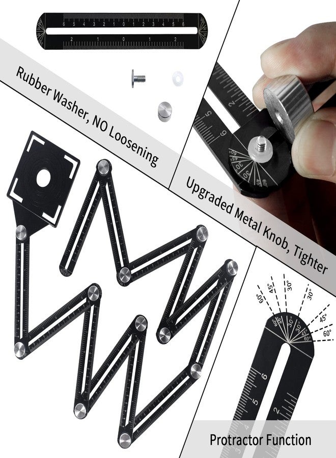 WiseWater 12 Sided Multi Angle Measuring Ruler, Universal Aluminum Alloy Measuring Template Tool Ceramic Tile Measurement with Hole Drilling Locator - Image 2