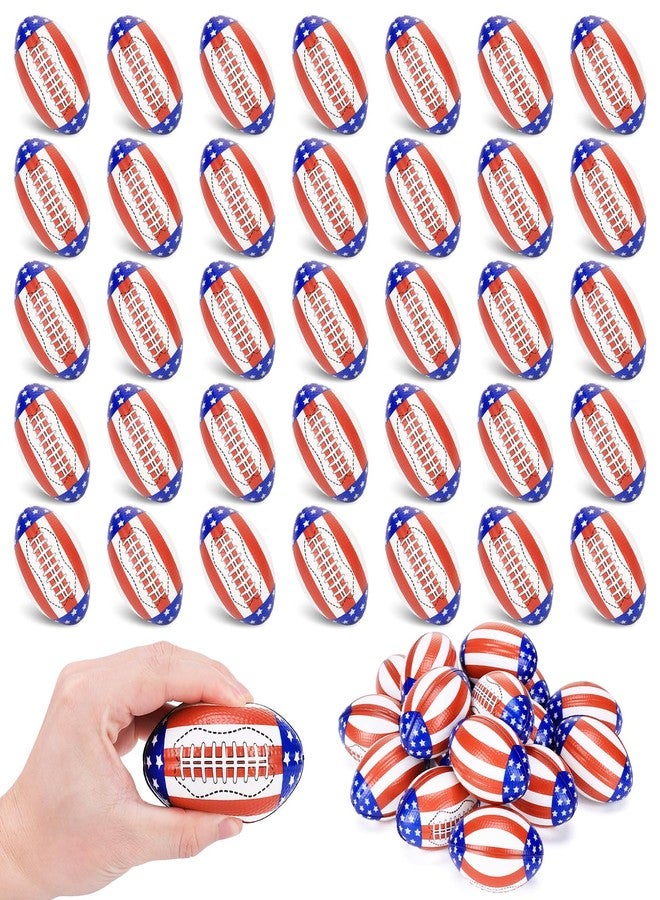 Bensbl 50 Pack Mini Football Stress Balls - American Flag Themed Foam Balls for Stress Relief, Anxiety & Hand Therapy - 3.4 x 2.1 Inches Bulk Gifts for Super Bowl, 4th of July, Valentines & Birthdays - Image 1