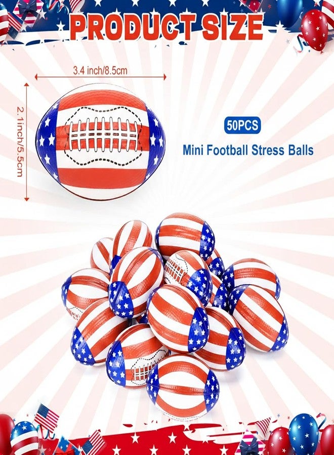 Bensbl 50 Pack Mini Football Stress Balls - American Flag Themed Foam Balls for Stress Relief, Anxiety & Hand Therapy - 3.4 x 2.1 Inches Bulk Gifts for Super Bowl, 4th of July, Valentines & Birthdays - Image 3