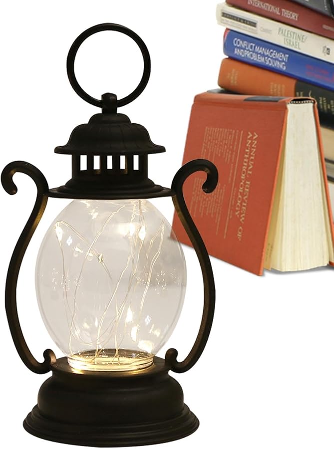 Black Battery Operated LED Lantern Outdoor Rustic Hanging Lights Wedding Christmas Decorative Table Lamp - Image 2