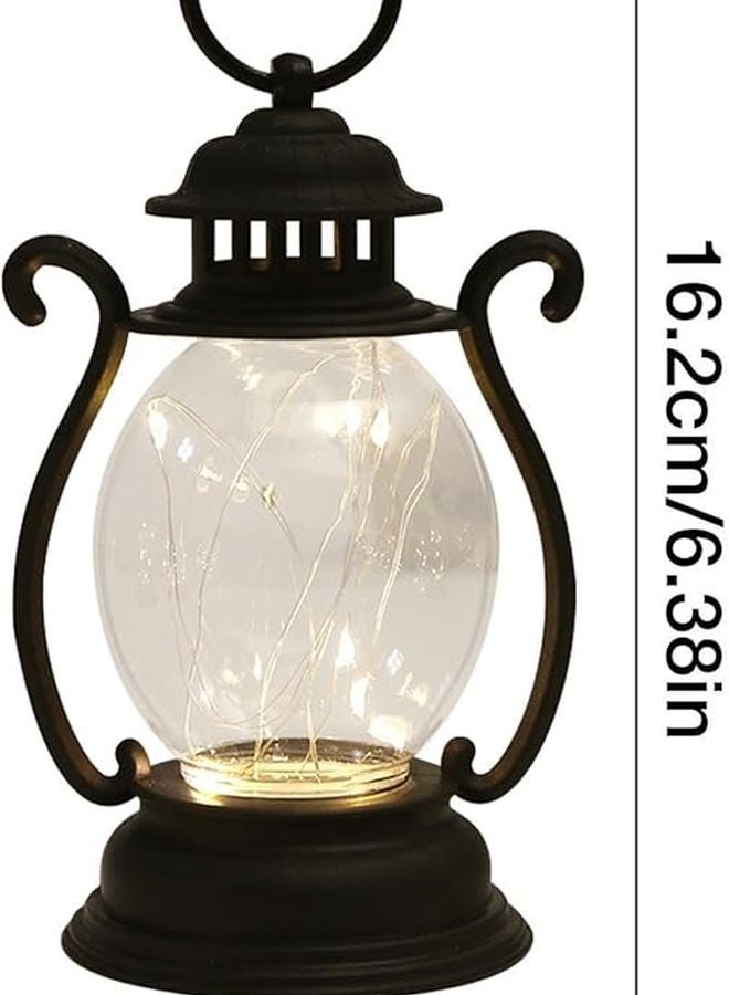 Black Battery Operated LED Lantern Outdoor Rustic Hanging Lights Wedding Christmas Decorative Table Lamp - Image 5