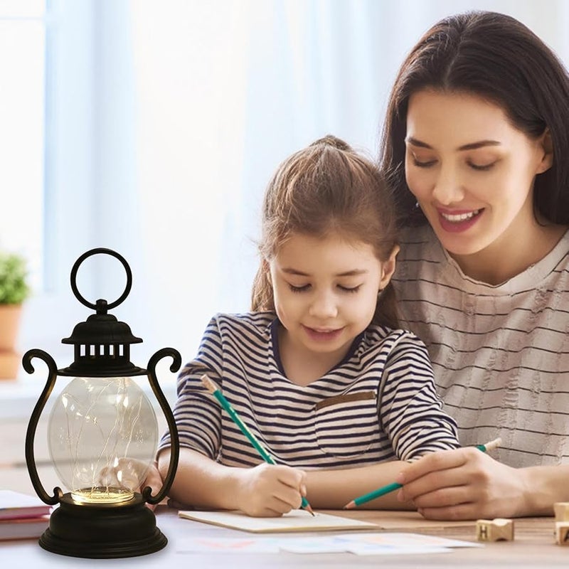 Black Battery Operated LED Lantern Outdoor Rustic Hanging Lights Wedding Christmas Decorative Table Lamp - Image 4