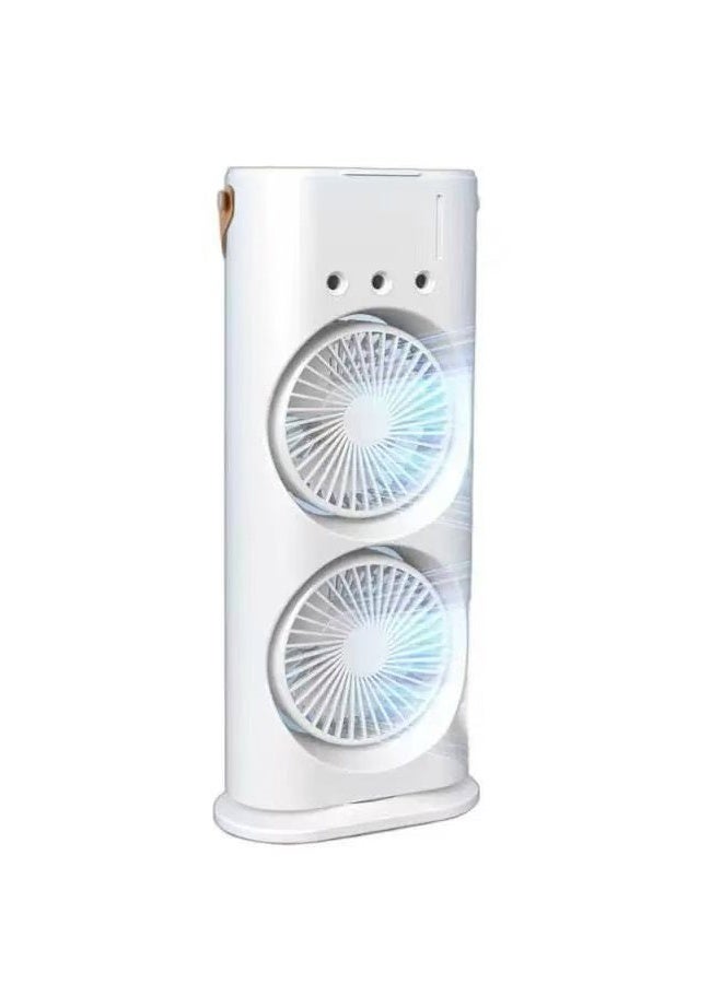 Dual-head desktop fan with mist and humidification function and remote control | Three independent speed settings, 7-color ambient lighting, and aromatherapy support | A perfect desktop cooling fan for home and office use - Image 3